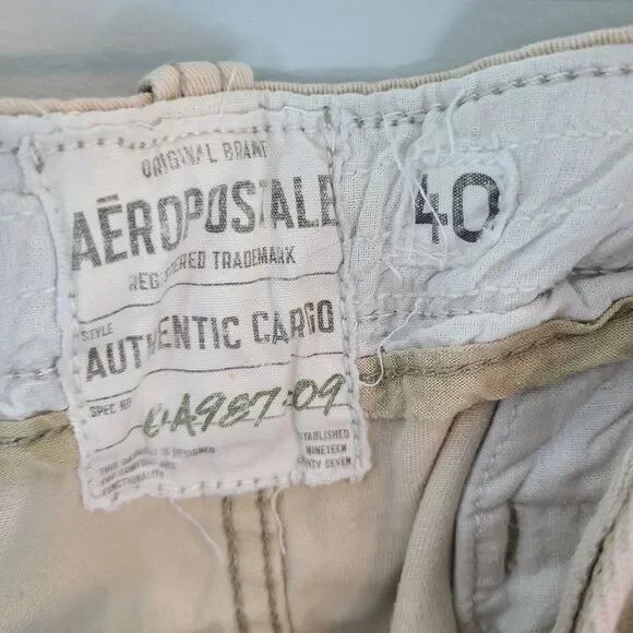 Aeropostale A87 Authentic Cargo Beige Shorts Mens 40 Retro Y2K Utility Gorpcore - Picture 4 of 9